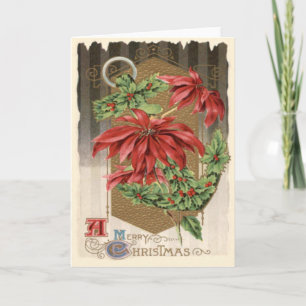 Poinsettia Holly Anchor Nautical Feiertagskarte