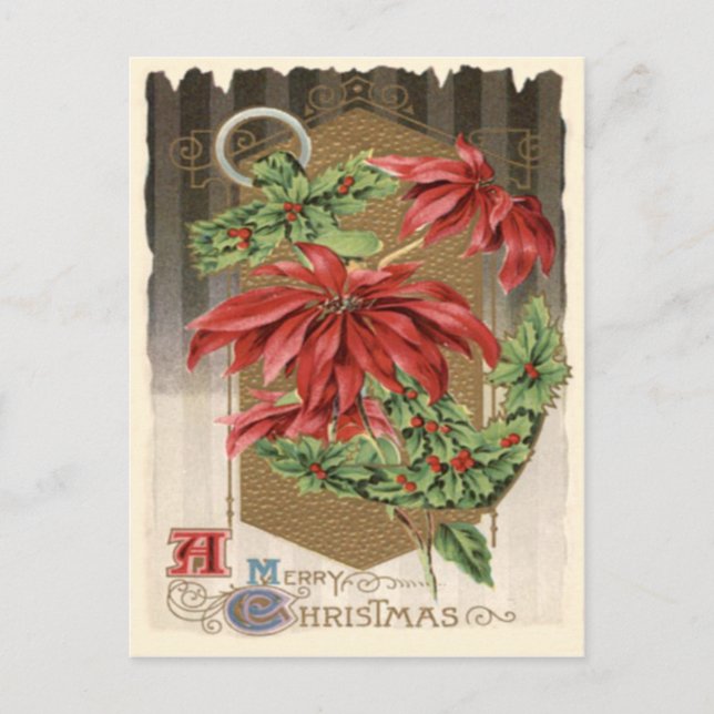 Poinsettia Holly Anchor Nautical Postkarte (Vorderseite)