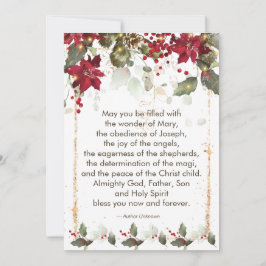 Poinsettia Holly Christmas Prayer Holiday Card Feiertagskarte