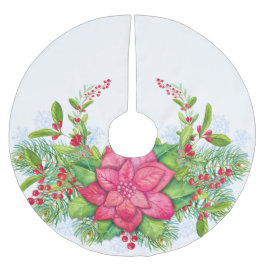 Poinsettia Holly Evergreen Weihnachten Weihnachten Polyester Weihnachtsbaumdecke