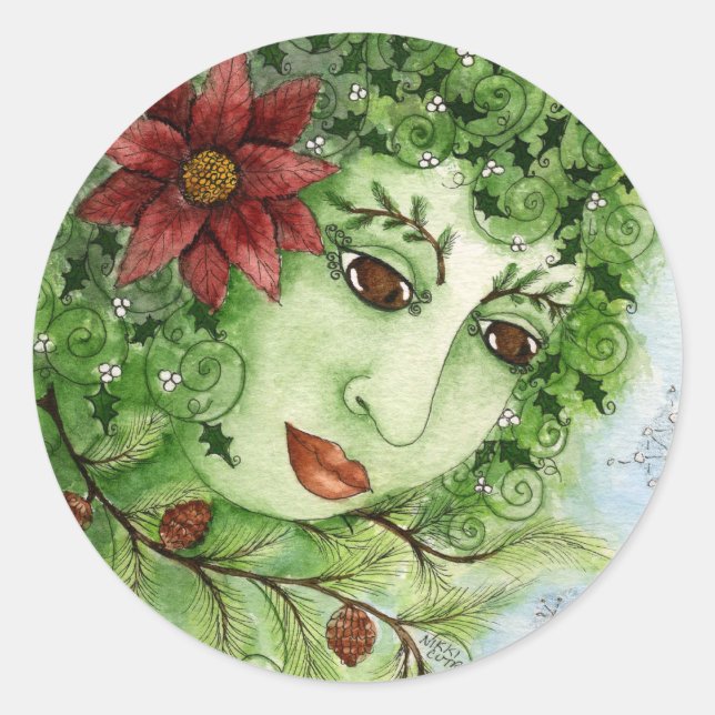 Poinsettia Holly Nymph Sticker (Vorderseite)