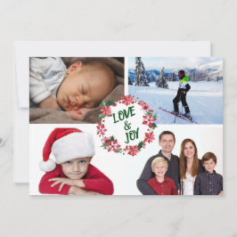 Poinsettia Holly Weihnachtskranz Fotovorlage Feiertagskarte