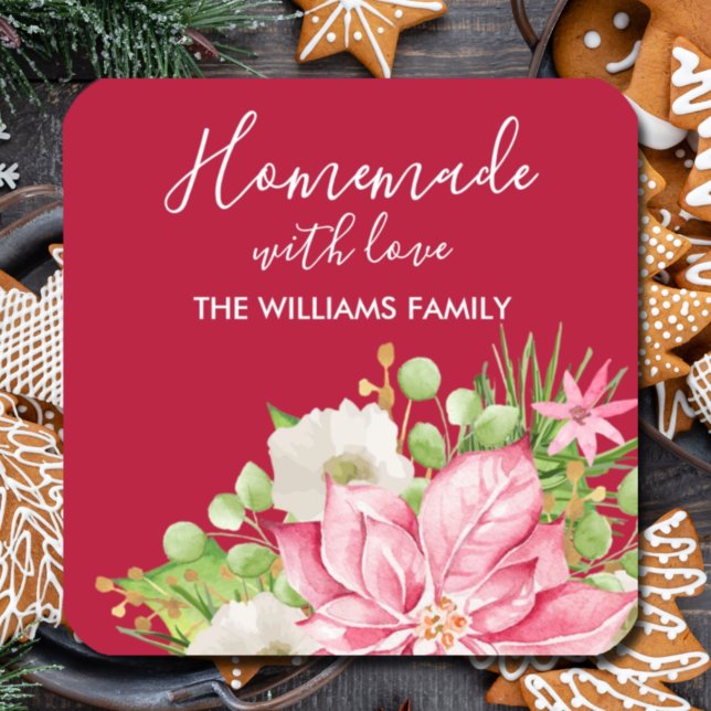 Poinsettia Homemade Food Leckerei Baking Quadratischer Aufkleber (Von Creator hochgeladen)