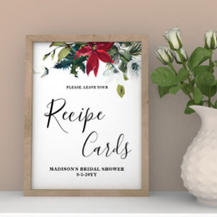 Poinsettia-Junggesellinnen-Abschieds-Rezeptkarten- Poster