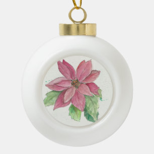 Poinsettia Keramik Kugel-Ornament