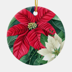 Poinsettia Keramik Ornament