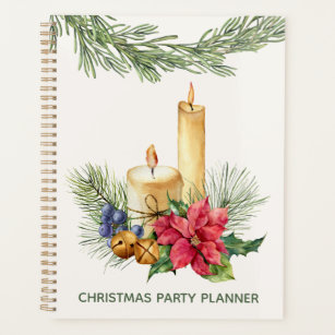 Poinsettia, Kerzen, Kiefer, Glocken Weihnachts-Par Planer