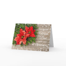 Poinsettia, Kiefer im Holz Weihnachten Mama und Va