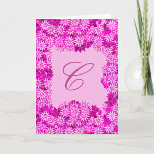 Poinsettia Kranz mit Monogramm, Fuchsienrosa Feiertagskarte