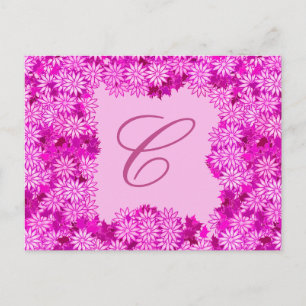 Poinsettia Kranz mit Monogramm, Fuchsienrosa Postkarte
