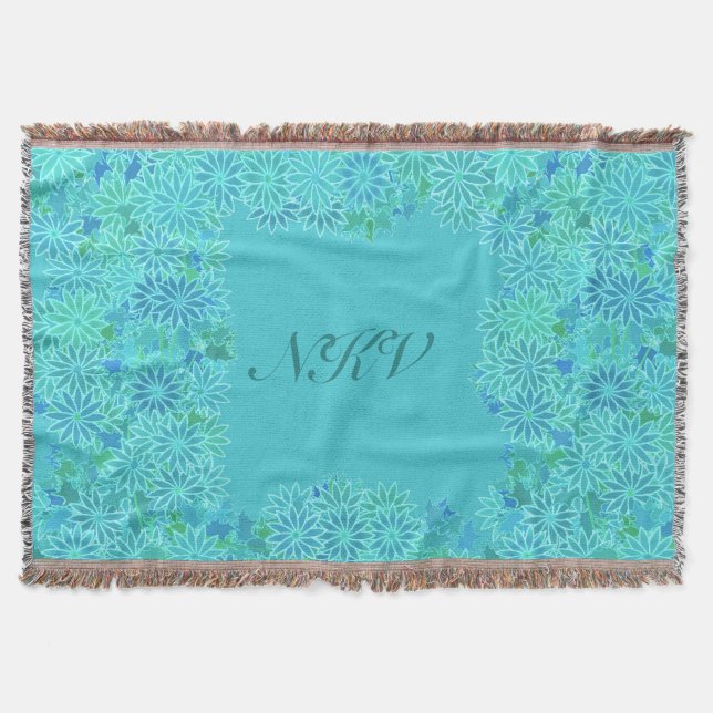 Poinsettia Kranz mit Monogramm, Türkis Decke (Vorderseite)