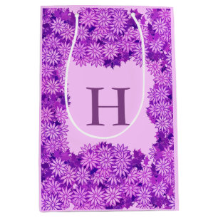Poinsettia Kranz mit Monogramm, Violett Lila Mittlere Geschenktüte