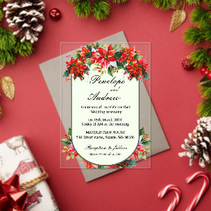 Poinsettia Krone der Anden Wedding Acryleinladungen