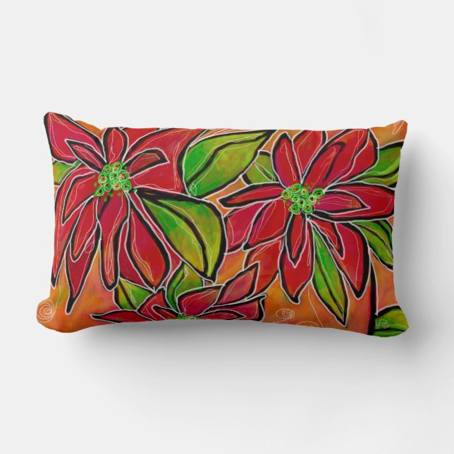 Poinsettia Lumbar Pillow Lendenkissen (Vorderseite)