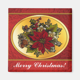 Poinsettia Magnet - Frohe Weihnachten