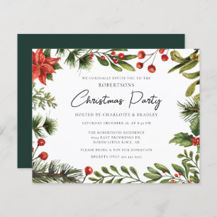 Poinsettia Mistletoe Floral Script Weihnachtsgesch