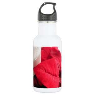 Poinsettia mit Kerze Edelstahlflasche
