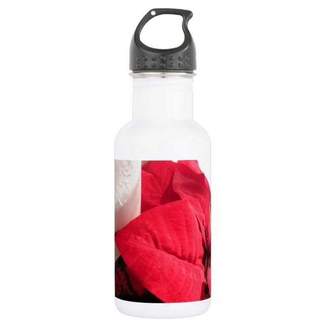 Poinsettia mit Kerze Edelstahlflasche (Vorderseite)