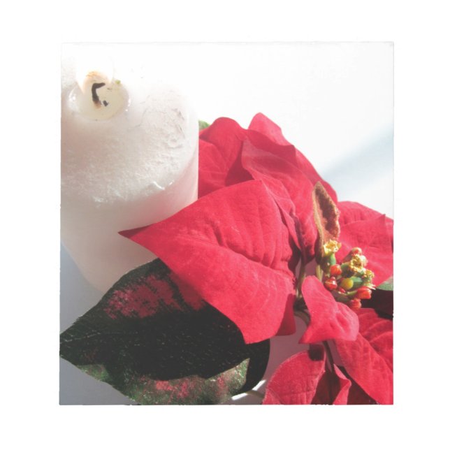 Poinsettia mit Kerze Notizblock (Vorderseite)