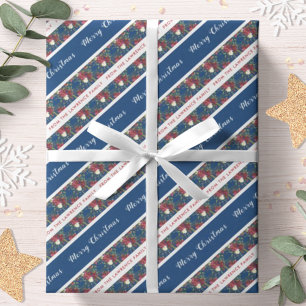 Poinsettia Navy Blue Personalisiert Frohe Weihnach Geschenkpapier