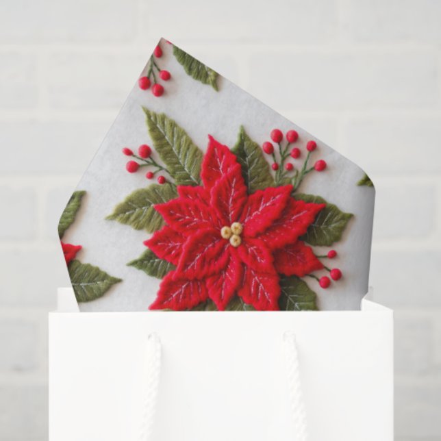 Poinsettia Needlework Weihnachtsfeiertage Falten Seidenpapier (Geschenktüte)
