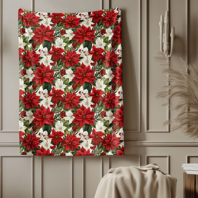 Poinsettia Pattern Blanket Festive Home Favorite Fleecedecke (Poinsettia Pattern Blanket Festive Home Favorite)