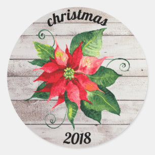 Poinsettia Peace & Liebe - Circle Sticker