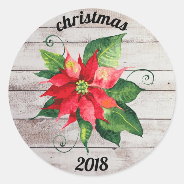 Poinsettia Peace & Liebe - Circle Sticker (Vorderseite)