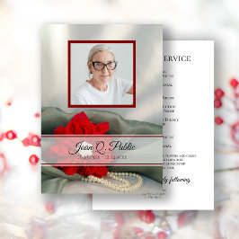 Poinsettia Pearls Winter Beerdigung Service Memori Programm