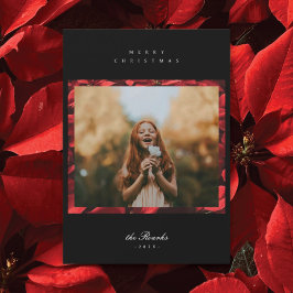 Poinsettia Petals Frame 2 Foto Weihnachtskarte Feiertagskarte