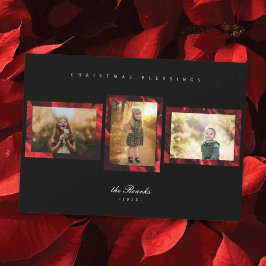 Poinsettia Petals Frame 3 Foto Weihnachtskarte Feiertagskarte