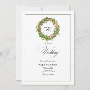 Poinsettia & Pine Weihnachts-Hochzeits-Charm QR-Co Einladung