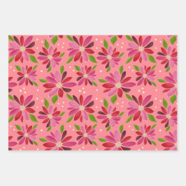Poinsettia Pink-Geschenkpackung 3 Packung Geschenkpapier Set