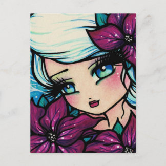 Poinsettia Pixie Christmas Fairy Snow Postcard Feiertagspostkarte