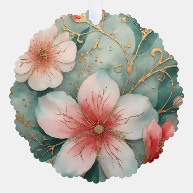 Poinsettia Pretty Vintage Christmas Ornament Karte (Vorderseite)