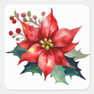 Poinsettia Quadratischer Aufkleber