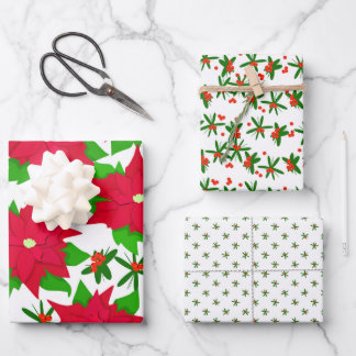Poinsettia & Red Berry Festive Mexican Christmas Geschenkpapier Set
