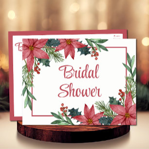 Poinsettia Red Christmas Floral Brautparty Einladungspostkarte
