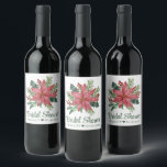Poinsettia Red Christmas Floral Brautparty Weinetikett<br><div class="desc">Mit diesen zauberhaften,  roten,  blumengeschmückten Winterlabels schaffen Sie ein warmes und einladendes Ambiente für Ihr Brautparty. Mit atemberaubend detaillierten Weihnachtspoinsettien im Aquarellstil,  eingebettet in ein winterliches Laub,  ergänzt durch elegantes Drehbuch und klare Schriftart. Schauen Sie nach unten und entdecken Sie unsere anderen Produkte,  die Sie interessieren.</div>