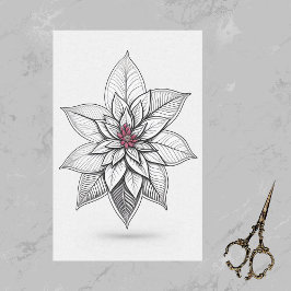 Poinsettia Red Christmas Line Zeichnend Kunstwerk Seidenpapier