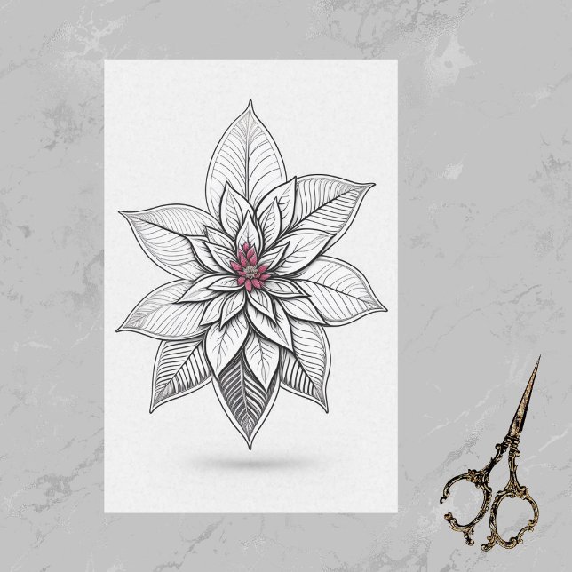 Poinsettia Red Christmas Line Zeichnend Kunstwerk Seidenpapier (Von Creator hochgeladen)