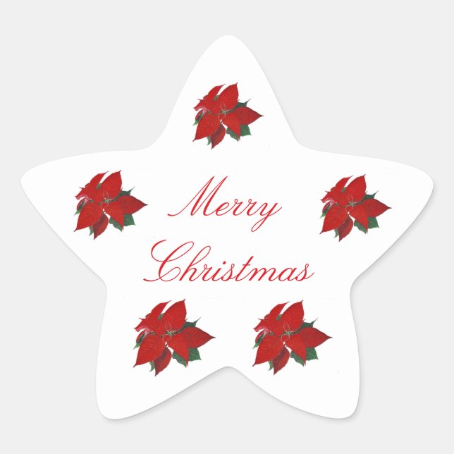 Poinsettia Red Christmas Star Sticker (Vorderseite)