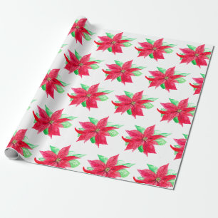 Poinsettia Red Floral Christmas Blume Geschenkpapier