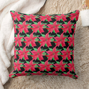 Poinsettia Red Floral Christmas Blume Kissen
