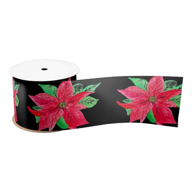 Poinsettia Red Floral Christmas Blume Satinband (Spule)