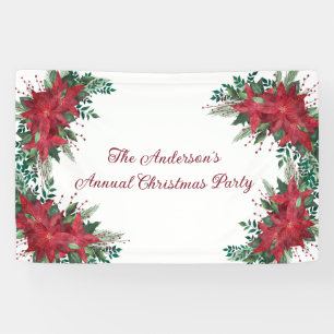 Poinsettia Red Green Holiday Weihnachts-Party Banner