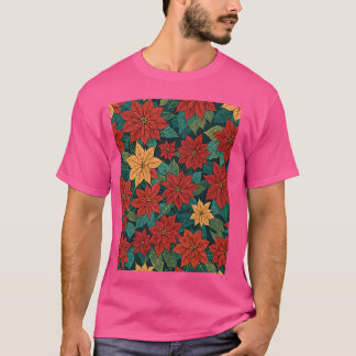 Poinsettia Retro Style Abstrakte Kunst T-Shirt