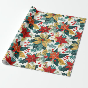 Poinsettia Retro Weihnachtswrapping Paper Geschenkpapier
