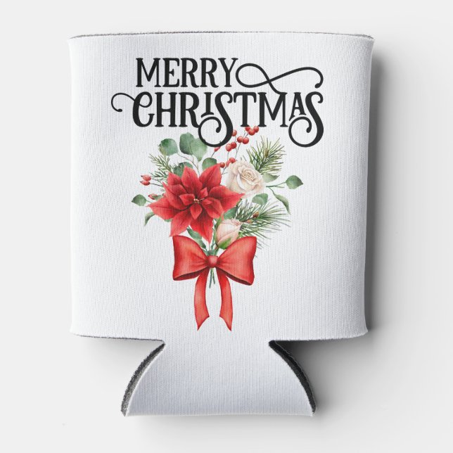 Poinsettia Rose Blume Bouquet Dosenkühler (Vorderseite)