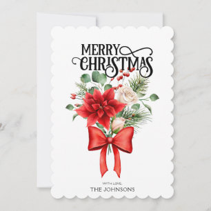 Poinsettia Rose Blume Bouquet Feiertagskarte